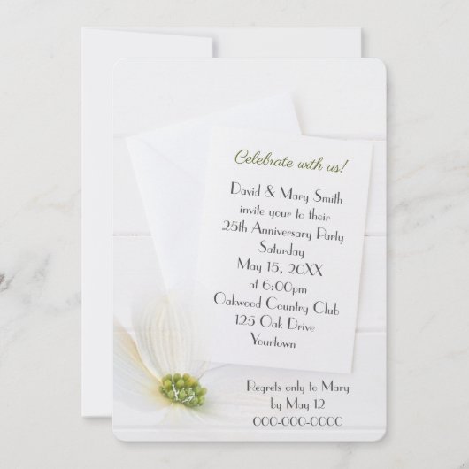白木にパーティーコスモスを25周年記念 招待状 (正面)