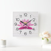 白木の水百合 スクエア壁時計 (ホーム)