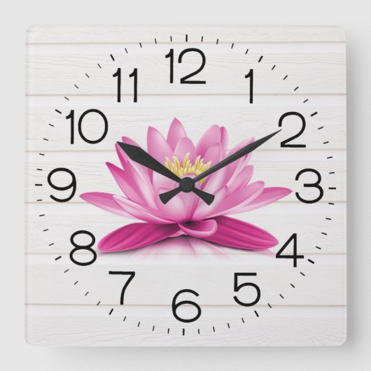 白木の水百合 スクエア壁時計 (正面)