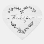 白木の背景に引用文ありがとう ハートシール (正面)