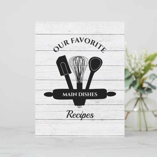 白木タブ素朴付きレシピクックブックディバイダー (スタンド正面)