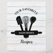 白木タブ素朴付きレシピクックブックディバイダー (正面)