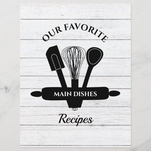 白木タブ素朴付きレシピクックブックディバイダー (正面)