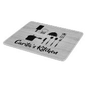 白木パーソナライズされた文字ガラス切断板 カッティングボード (角)