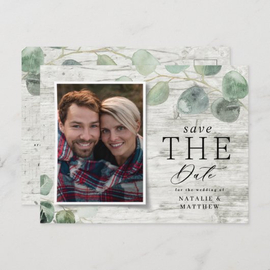 白木ユーカリ植物写真結婚の 案内ポストカード (正面/裏面)