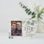 白木ユーカリ植物写真結婚の 案内ポストカード (スタンド正面)