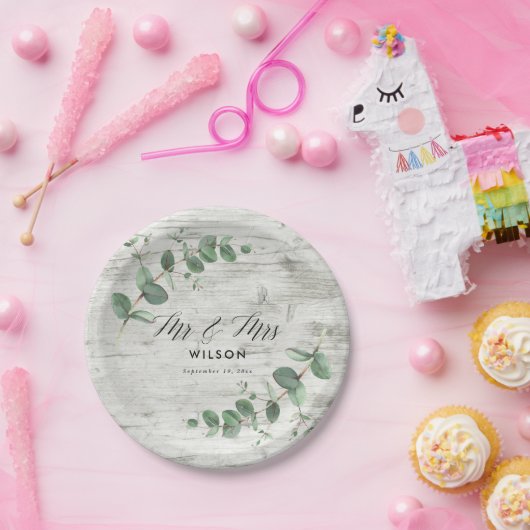 白木ユーカリ結婚属葉紙プレート ペーパープレート (パーティー)