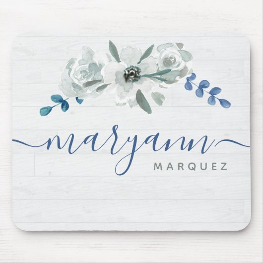 白木名の水彩フローラパーソナライズされた マウスパッド (正面)