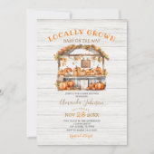 白木地元で栽培されたカボチャ秋ベビーシャワー 招待状 (正面)