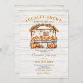 白木地元で栽培されたカボチャ秋ベビーシャワー 招待状 (正面/裏面)