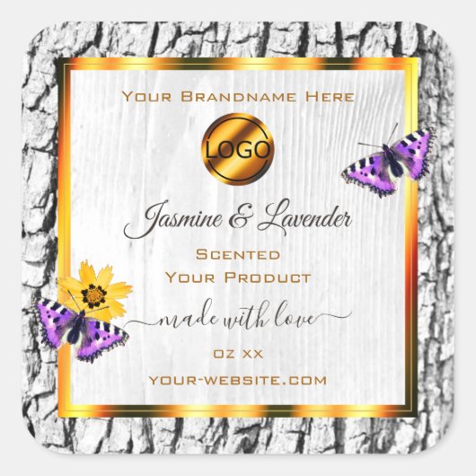 白木木木樹皮の製品ラベル追加ロゴ スクエアシール (正面)