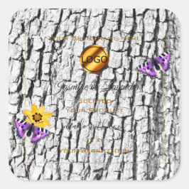 白木木木樹皮の製品ラベル追加ロゴ スクエアシール