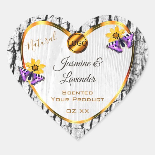 白木木木樹皮の製品ラベル追加ロゴ ハートシール (正面)