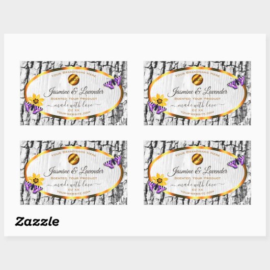 白木木木樹皮の製品ラベル追加ロゴ 長方形シール (シート)