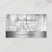 白木板木目とモノグラムシルバー 名刺 (裏面)