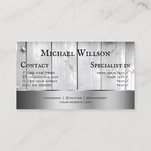 白木板木目シルバーデコ縁どア 名刺 (裏面)