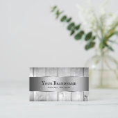 白木板木目シルバーデコ縁どア 名刺 (スタンド正面)