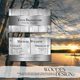 白木板木目シルバーデコ縁どア 名刺