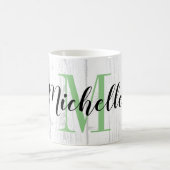 白木目板プリントモカスタムノグラム コーヒーマグカップ (中央)