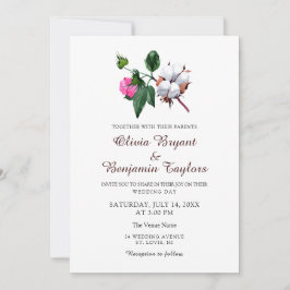 白木綿花。シック素朴自然結婚ズ 招待状