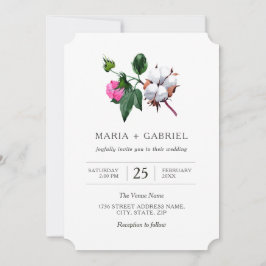 白木綿花。ボタニ素朴ッ結婚クス 招待状