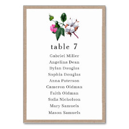 白木綿花。座席結婚設独身の計 テーブルナンバー