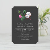 白木綿花。黒色植物性結婚植物 招待状 (スタンド正面)