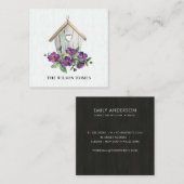 白木製フローラバードハウス実在エステート不動産仲介業者 スクエア名刺 (正面/裏面)