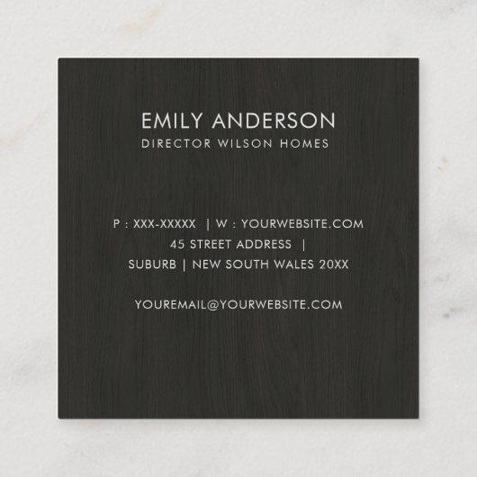 白木製フローラバードハウス実在エステート不動産仲介業者 スクエア名刺 (裏面)