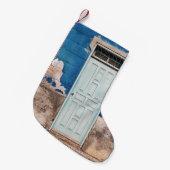 白木製建物扉付き写真 スモールクリスマスストッキング (正面 (吊り時))