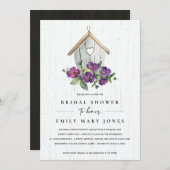 白木造フローラ素朴バードハウスブライダルシャワー 招待状 (正面/裏面)