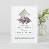 白木造フローラ素朴バードハウス赤ちゃんシャワー 招待状 (スタンド正面)