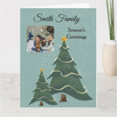 白板ツリーブルーグリーン写真 カード (正面)