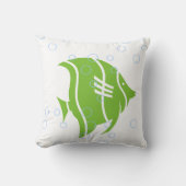 白枕に緑色の魚 クッション (正面)