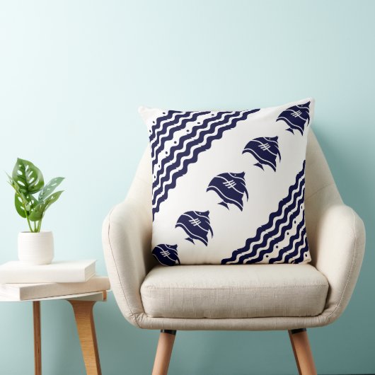 白枕海岸生活の海軍の魚 クッション (椅子)