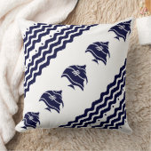 白枕海岸生活の海軍の魚 クッション (ブランケット)