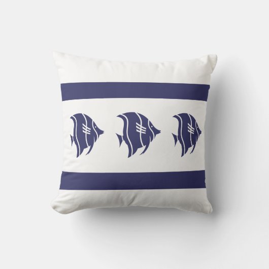 白枕海岸生活の海軍の魚 クッション (正面)