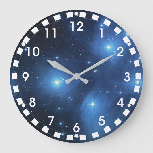 白枠のプレアデス星団 ラージ壁時計 (正面)