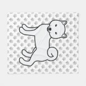 白柴犬かわいい漫画の犬と手 フリースブランケット (正面(横))
