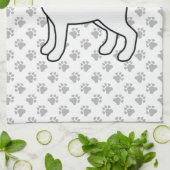 白柴+肉球模様がキュートな犬 キッチンタオル (折り畳み)