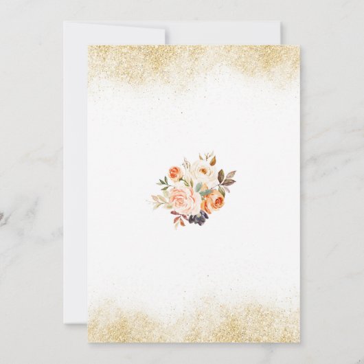 白桃と金ゴールド秋がラブベビーシャワー 招待状 (裏面)