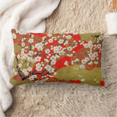 白桜素晴らしヴィンテージ日本のパターン ランバークッション (ブランケット)