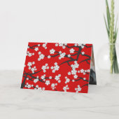 白桜花さくらんぼ咲くアジア結婚の サンキューカード (裏面)