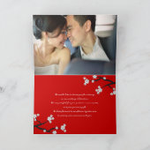 白桜花さくらんぼ咲くアジア結婚の サンキューカード (内部)