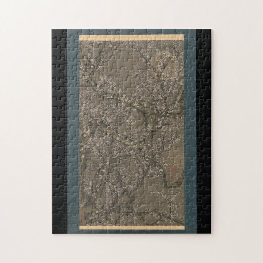 白梅と月 – 伊藤若樹芸術 ジグソーパズル (縦)