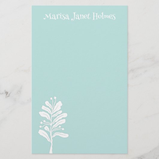 白植物花ミニマル植物学イラストレーション 便箋 (正面)