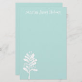 白植物花ミニマル植物学イラストレーション 便箋 (正面/裏面)