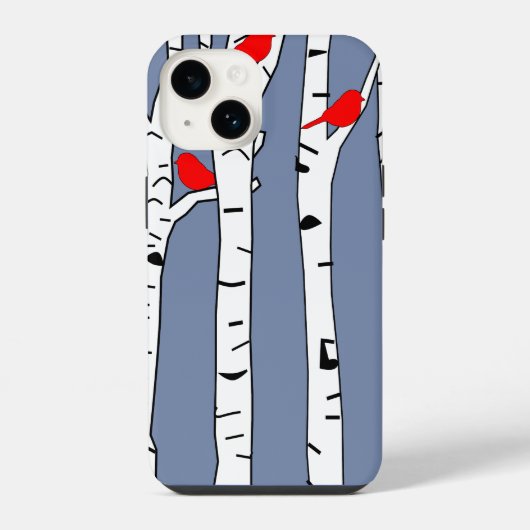 白樺と鳥 iPhoneケース (裏面)