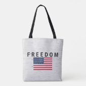 白樺にFREEDOMの文字が入ったアメリカ国旗 トートバッグ (裏面)