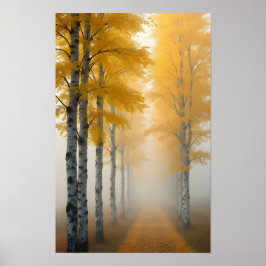 白樺の並木道 ポスター